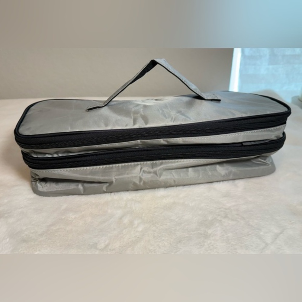 Gray Travel Case for Hair Styling Tools – Double Zipper Hair Tool Storage Pouch